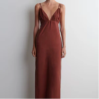Gathered V-neck Maxi Dress