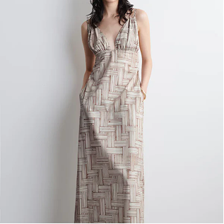 Printed V-neck Maxi Dress