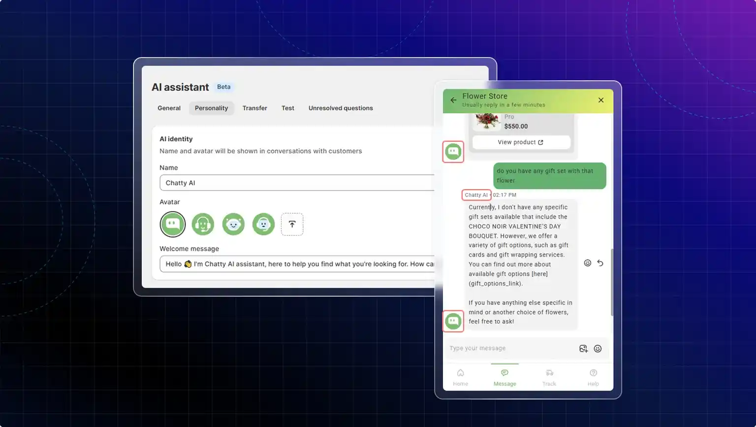ai assistant chatbot for personalized support