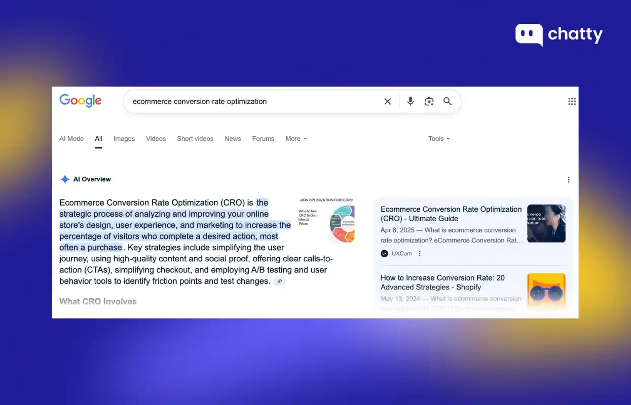 ai overview explains ecommerce conversion rate optimization