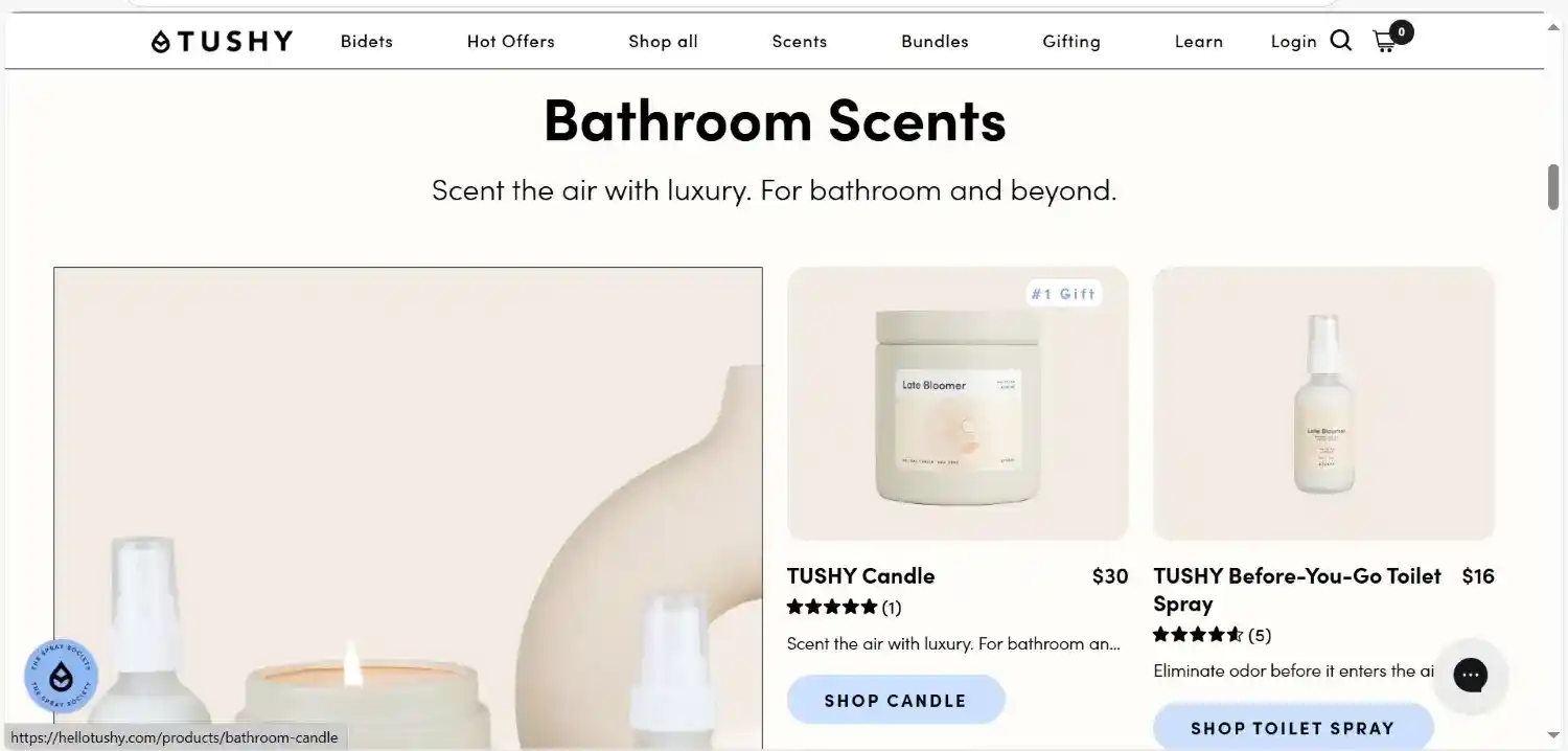 bathroom candle and toilet spray products