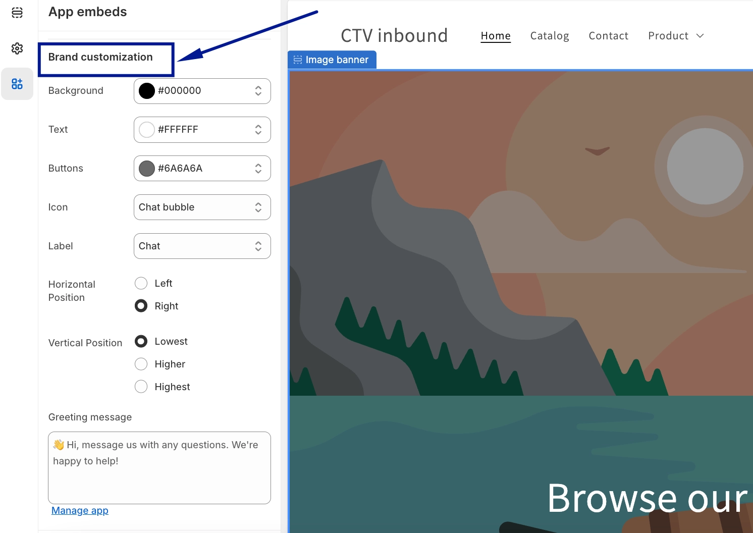 brand customization chatbox options