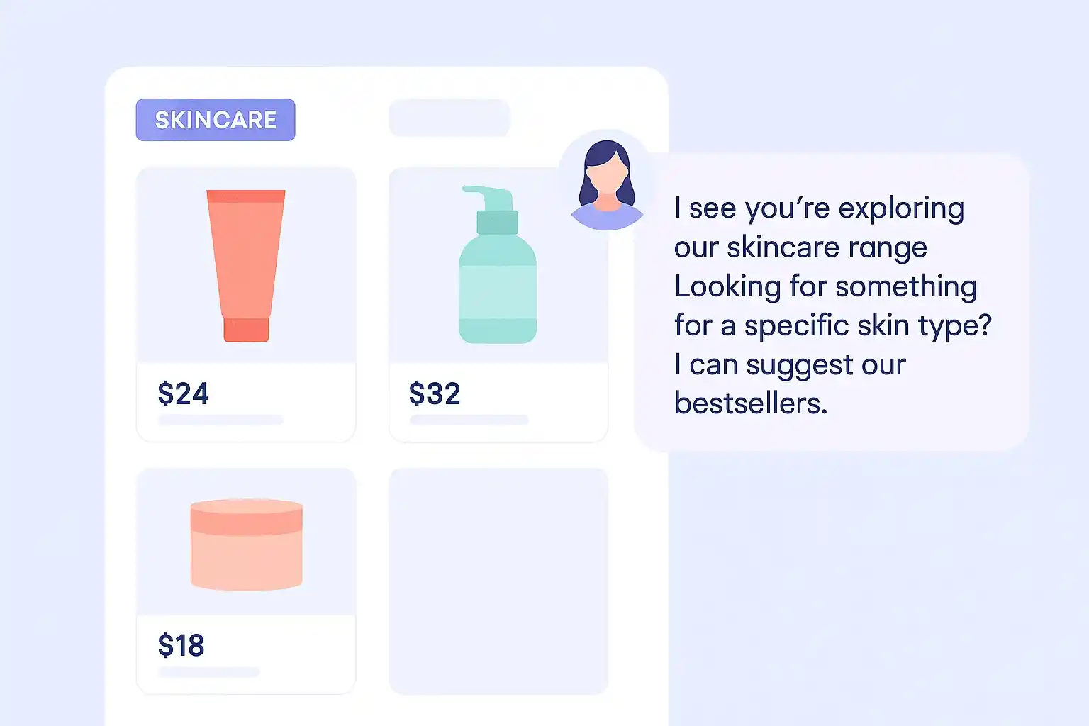 category based chat trigger skincare suggestions