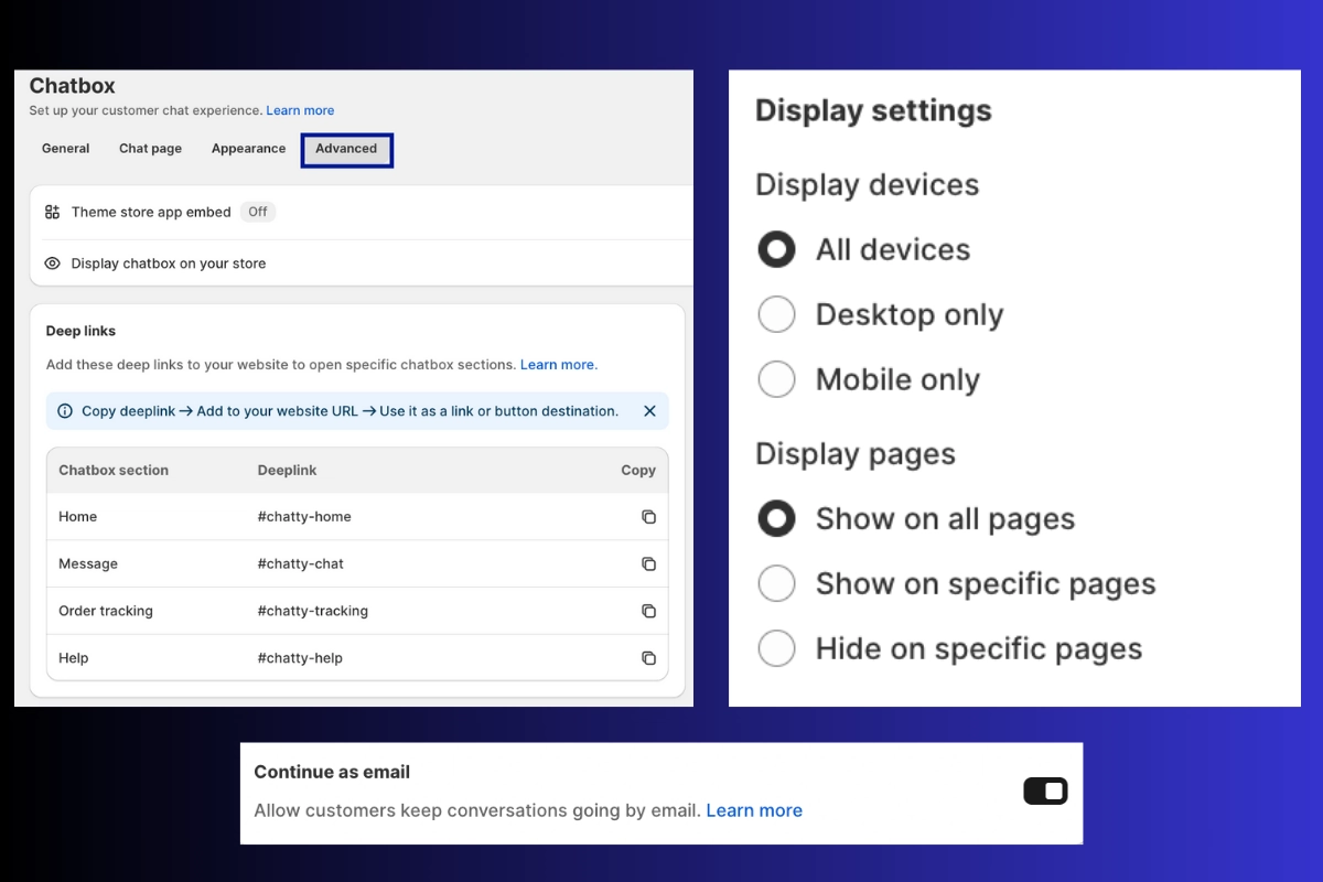 chatbox advanced display settings