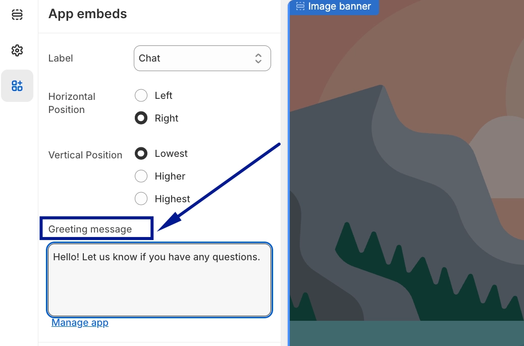 chatbox greeting message settings