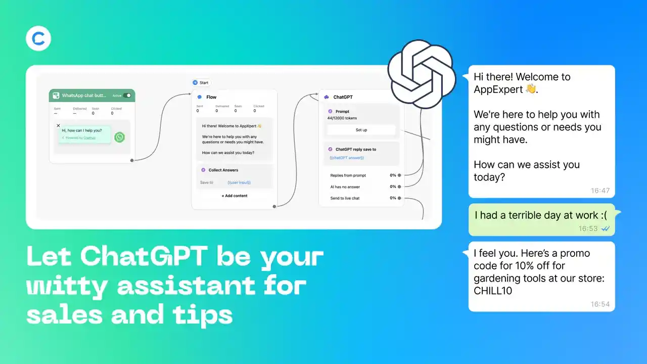 chatfuel chatgpt chatbot flow whatsapp assistant