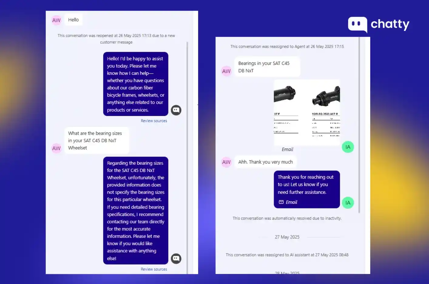 chatty ai bike technical support chat