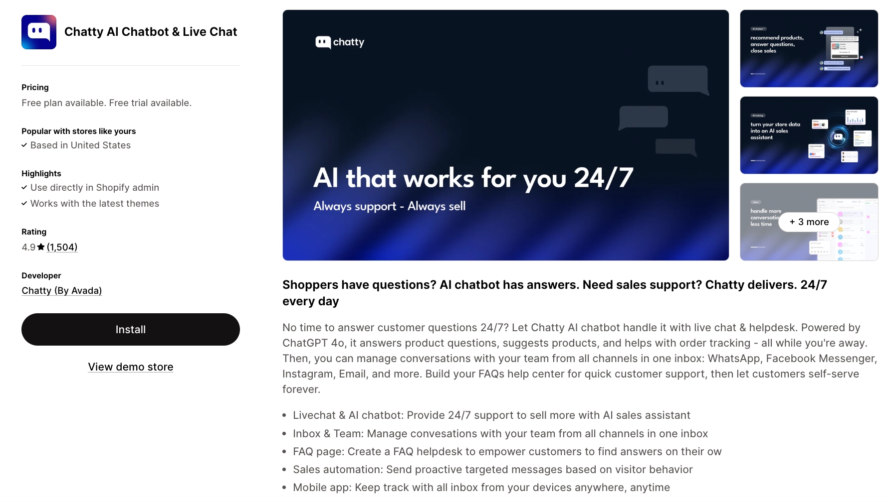 chatty ai chatbot live chat and helpdesk.