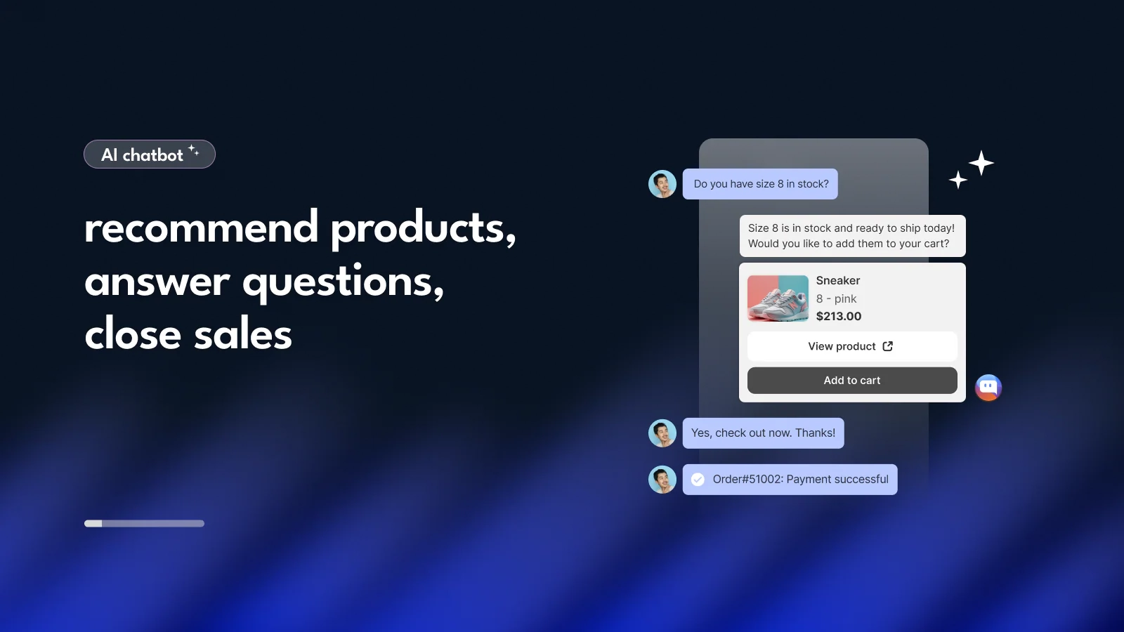 chatty ai chatbot recommends product and closes sale