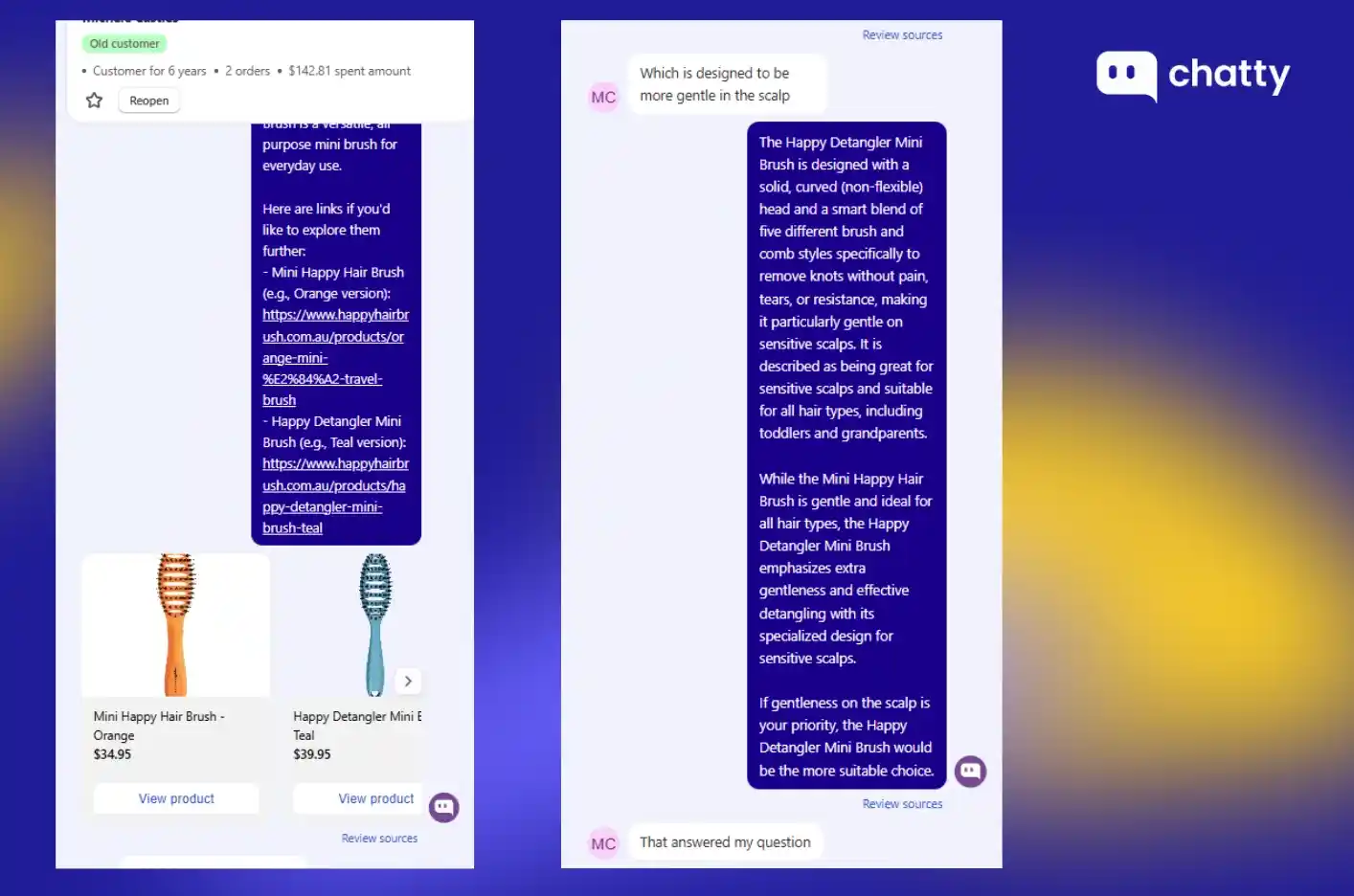 chatty ai hair brush recommendation