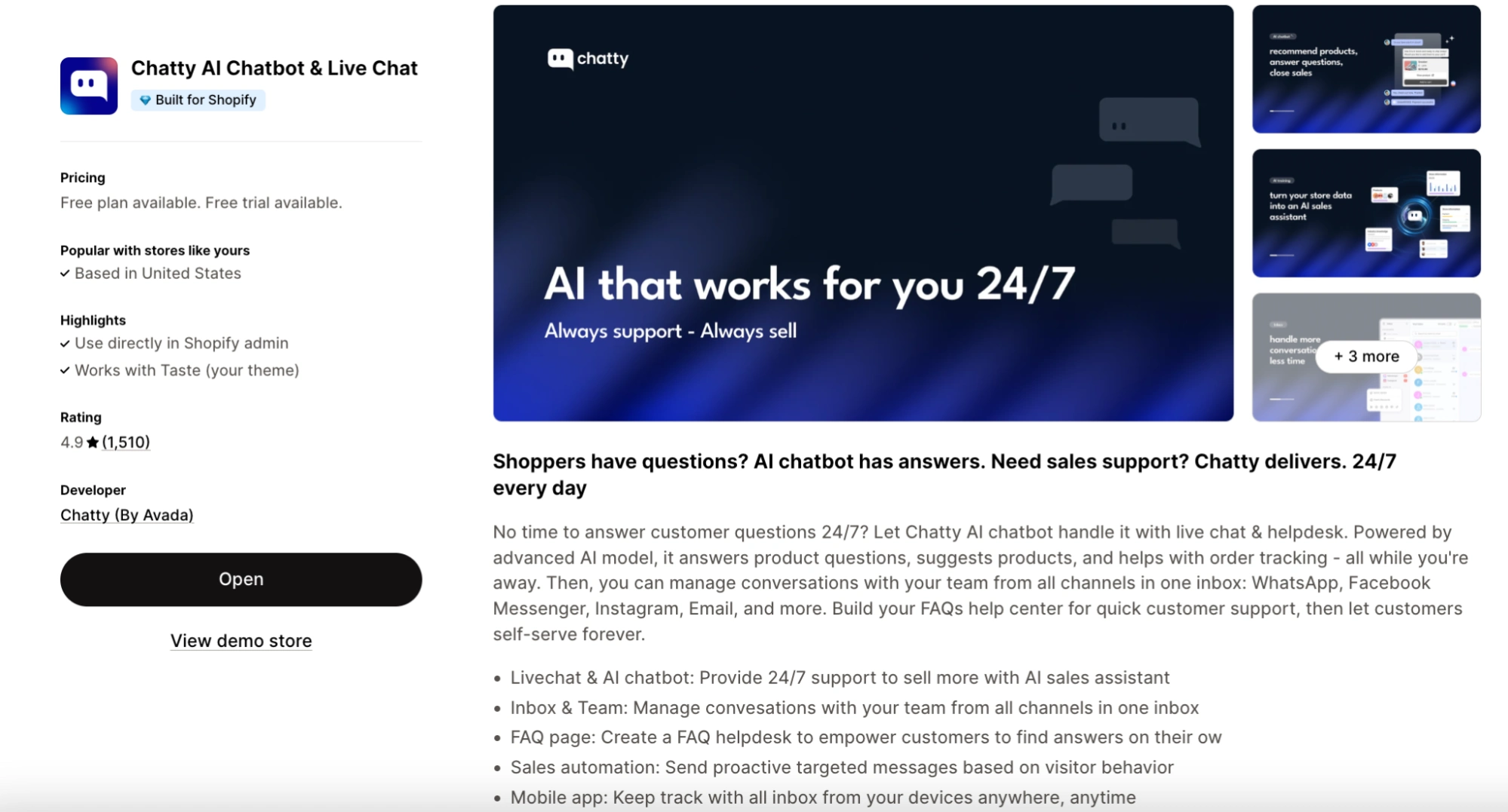chatty ai sales agent shopify app
