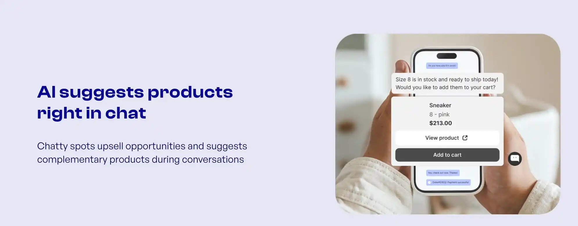 chatty ai suggests products during live chat