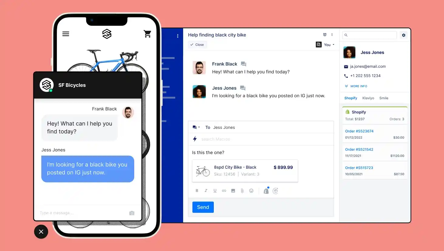 ecommerce chat desk with shopify order context