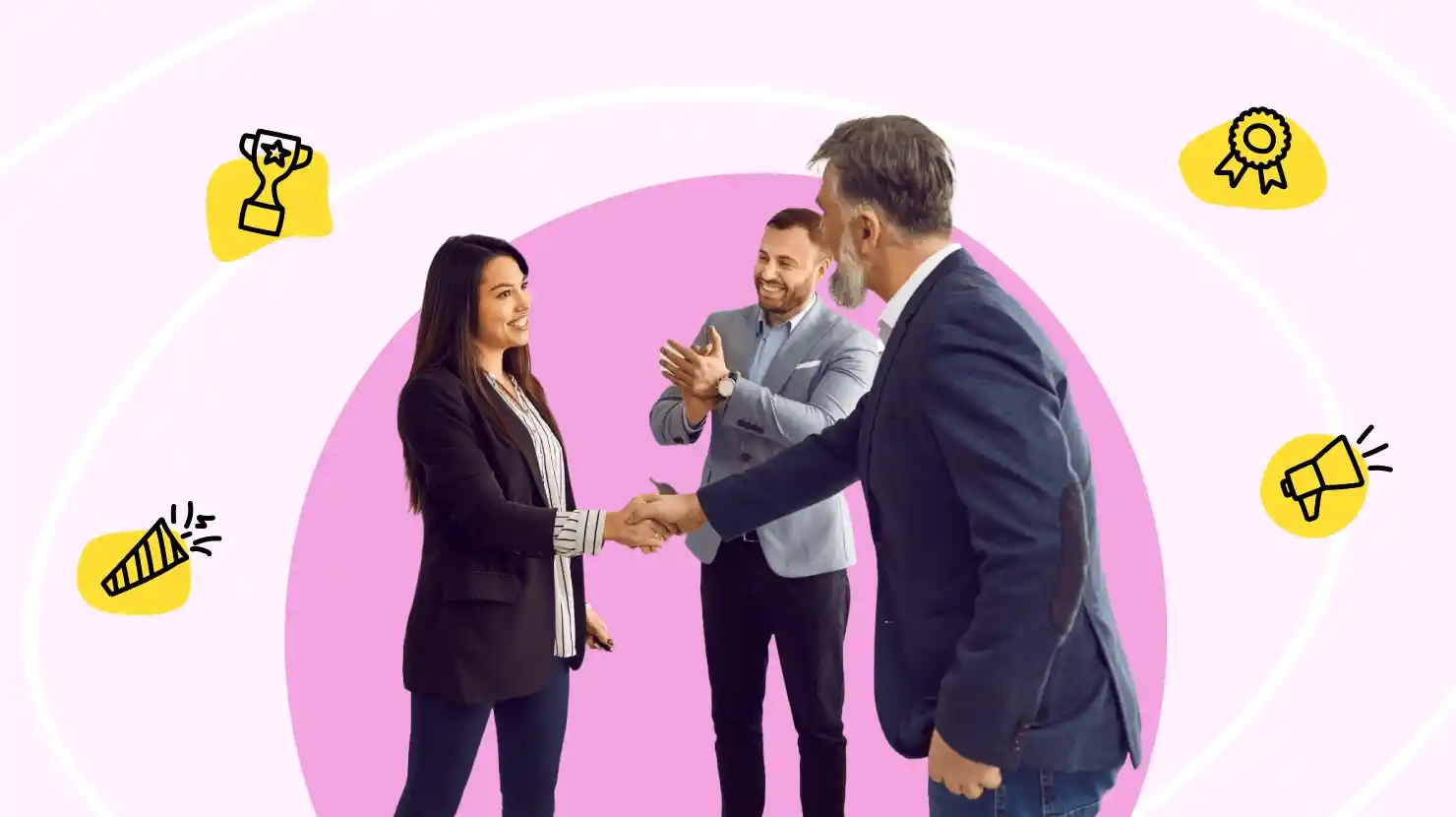 employee recognition handshake and celebration