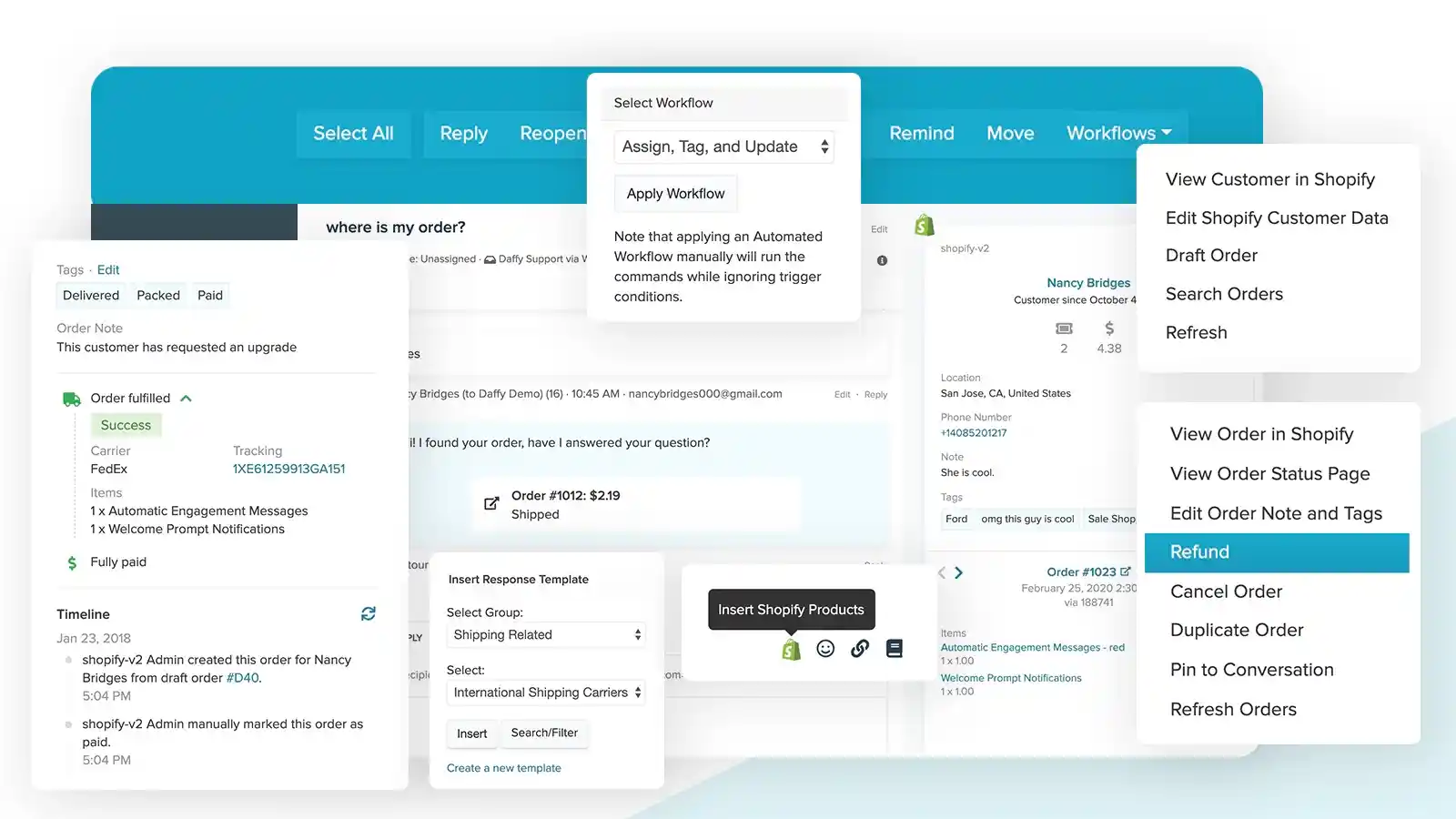 gorgias helpdesk automating shopify orders refunds and workflows