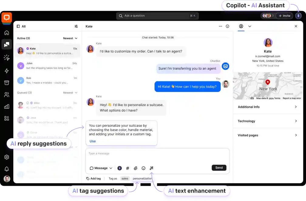 helpdesk chat with ai reply and tag suggestions