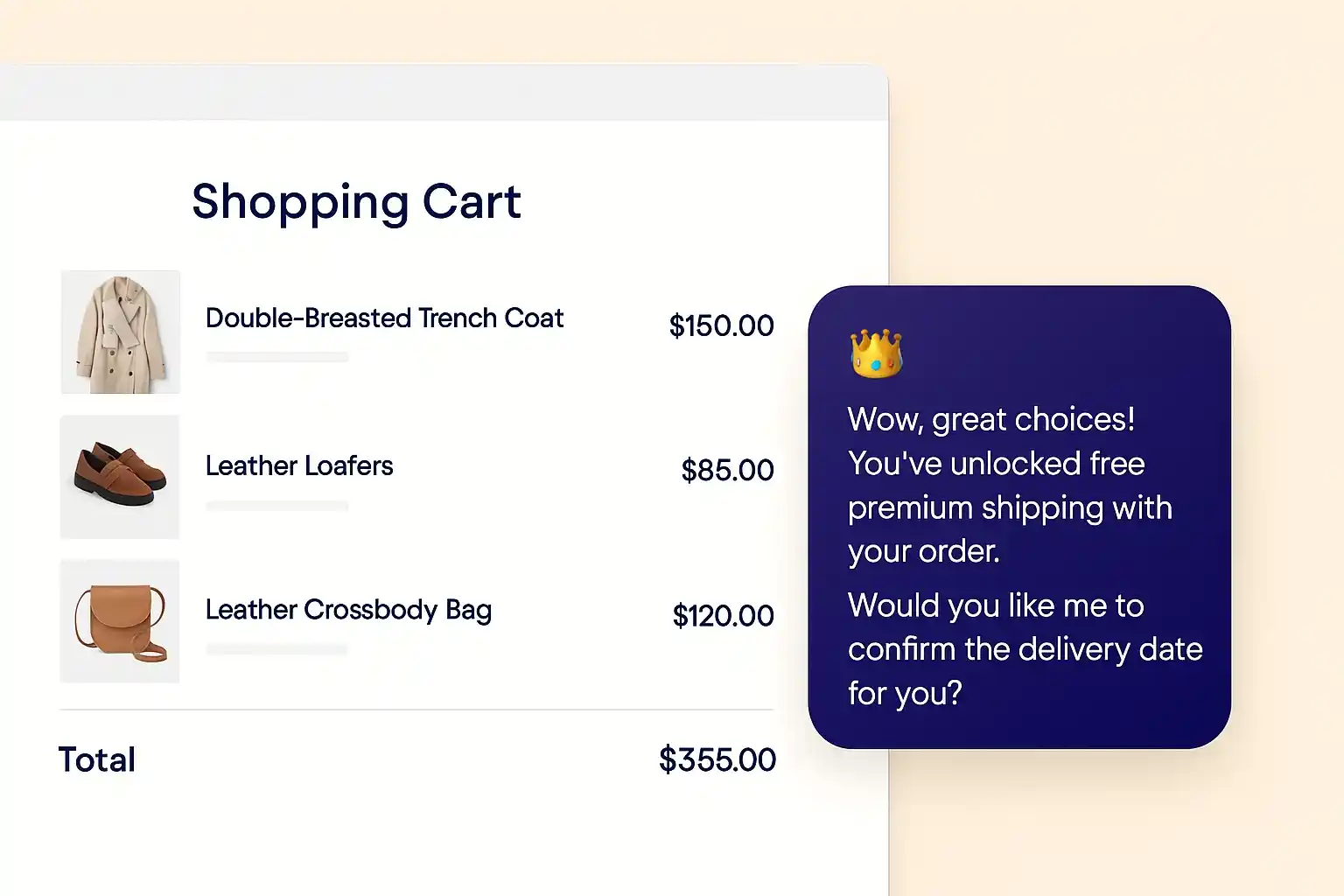 high value cart concierge free premium shipping