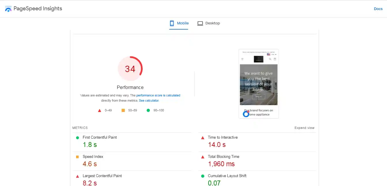 mobile pagespeed performance affecting conversions
