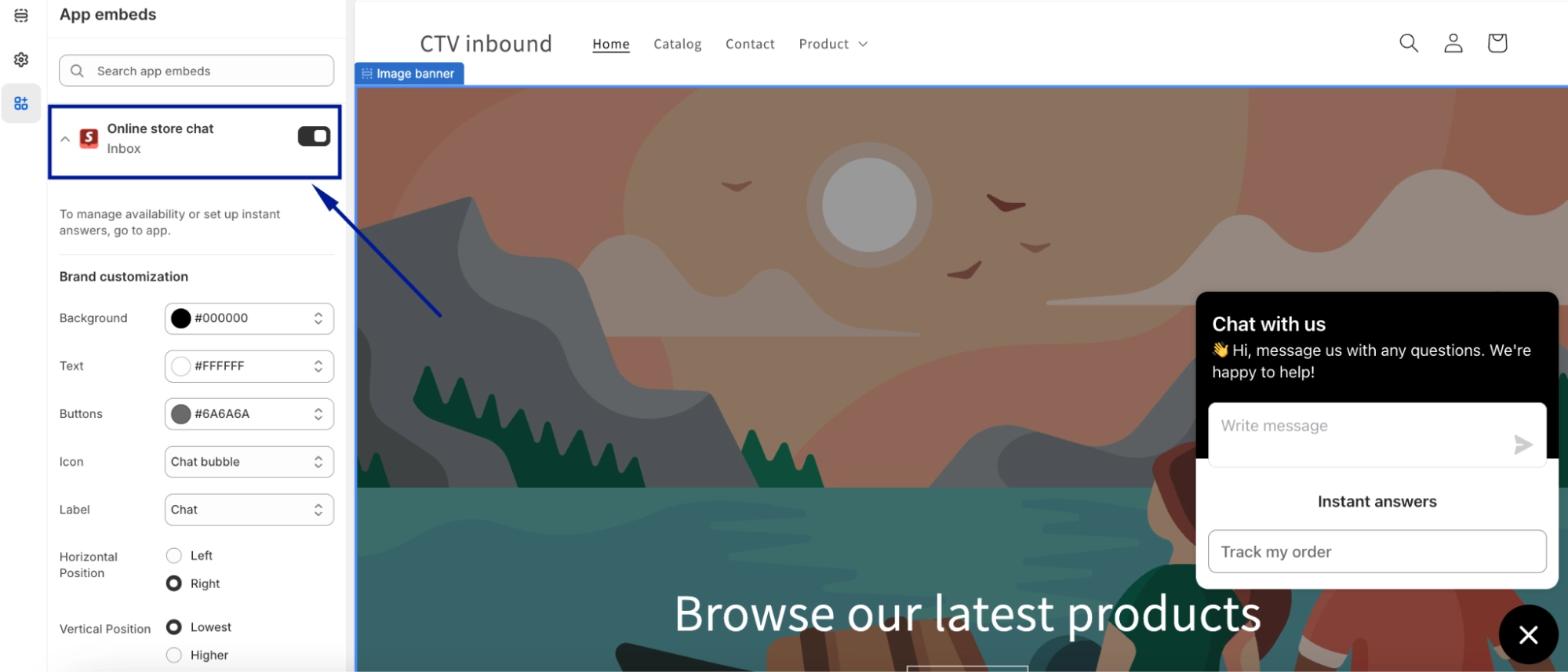 online store chatbox preview