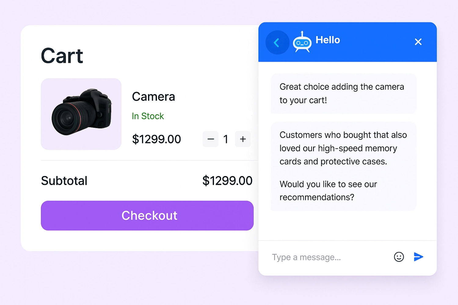 proactive chat upsell camera accessories