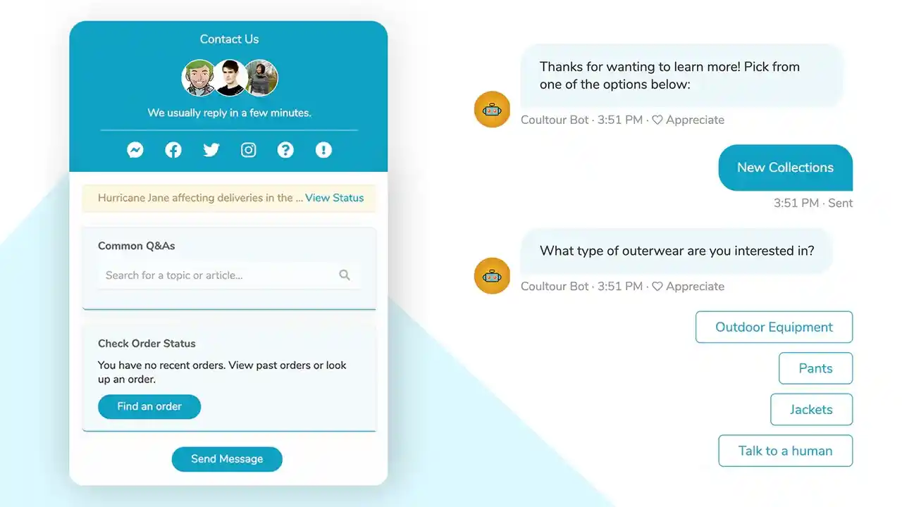 reamaze ecommerce chat widget quick replies