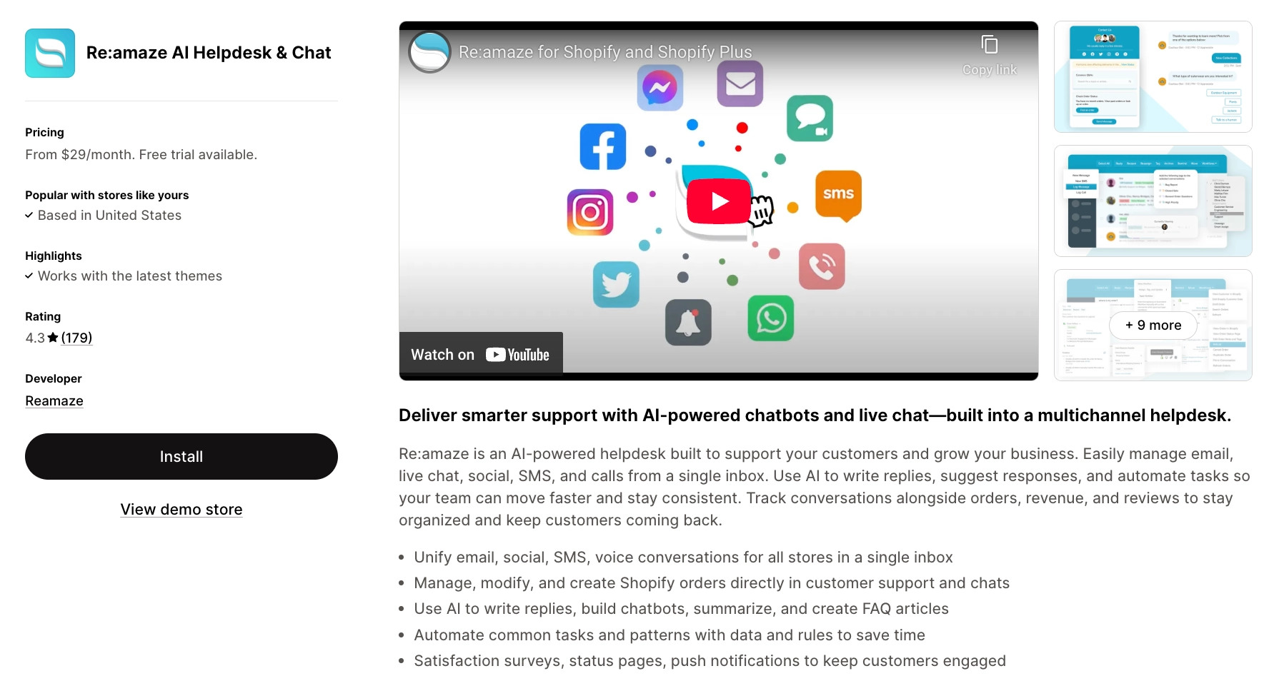 reamaze multichannel ai helpdesk for shopify