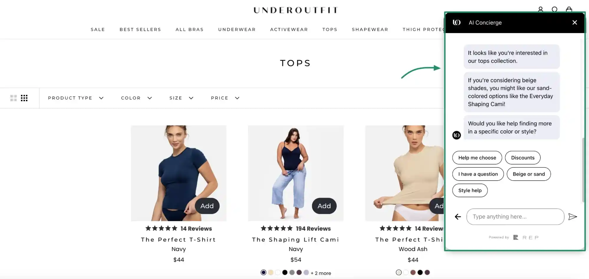 shopify brand underoutfit uses ai concierge for sizing help