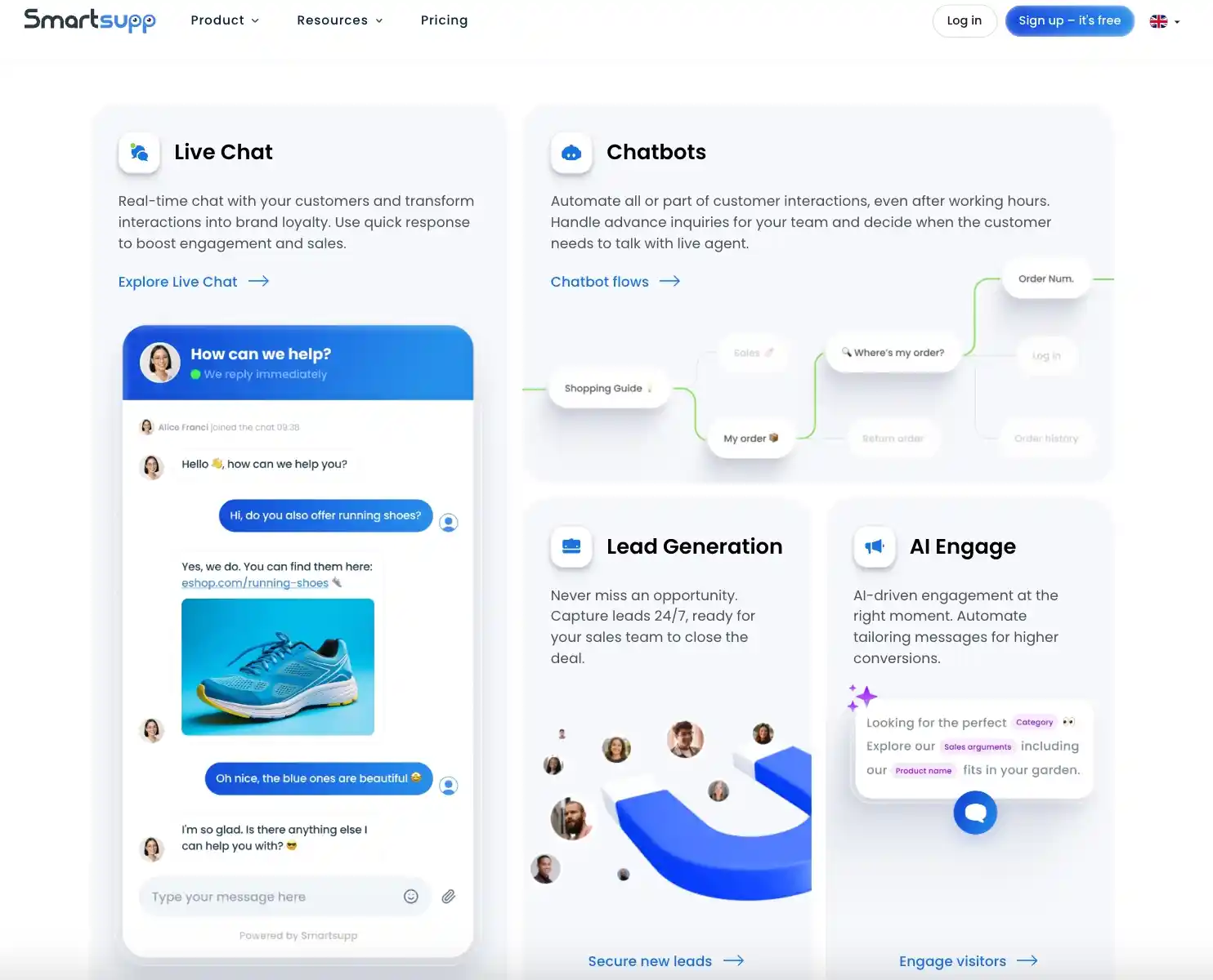 smartsupp live chat chatbot lead generation