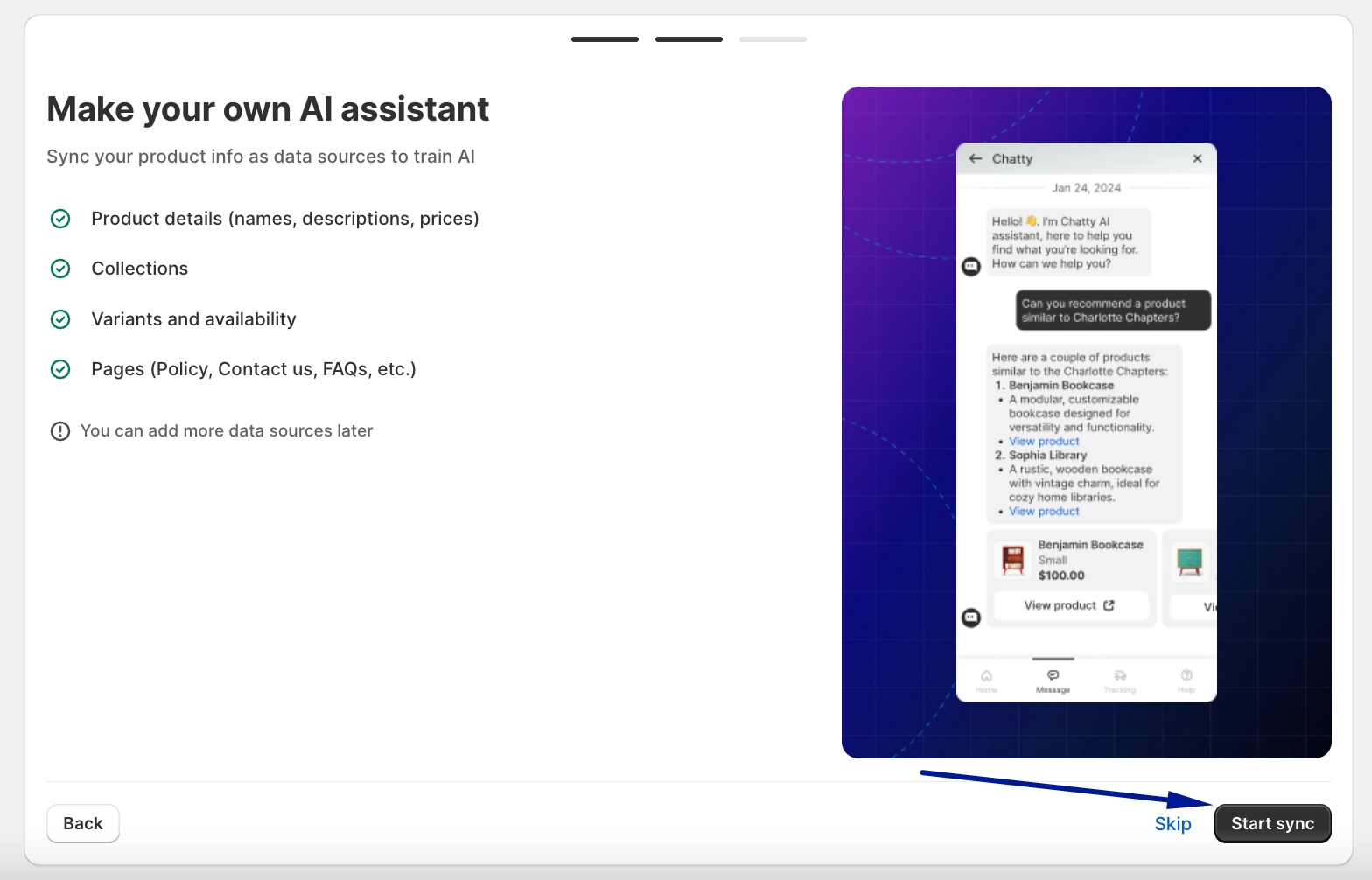 sync product data with ai assistant