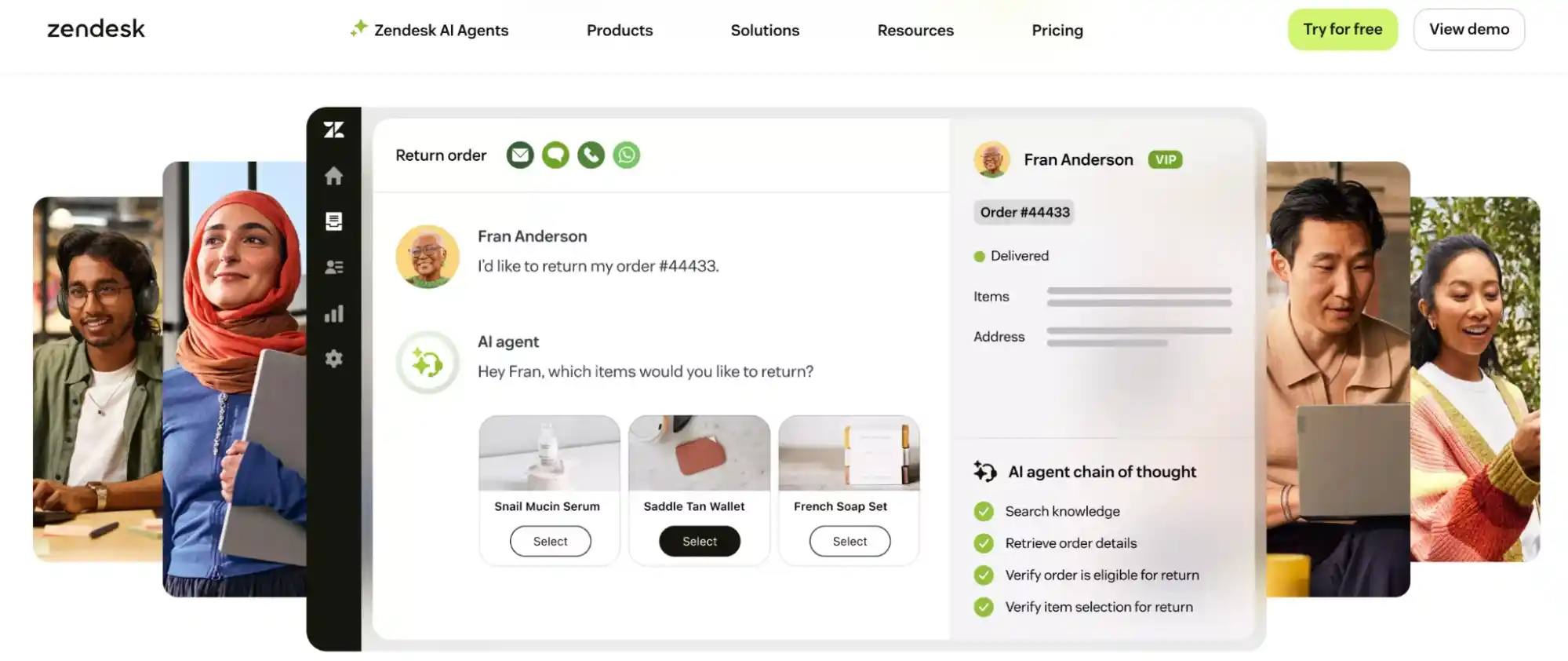 zendesk ai agent automates order return process