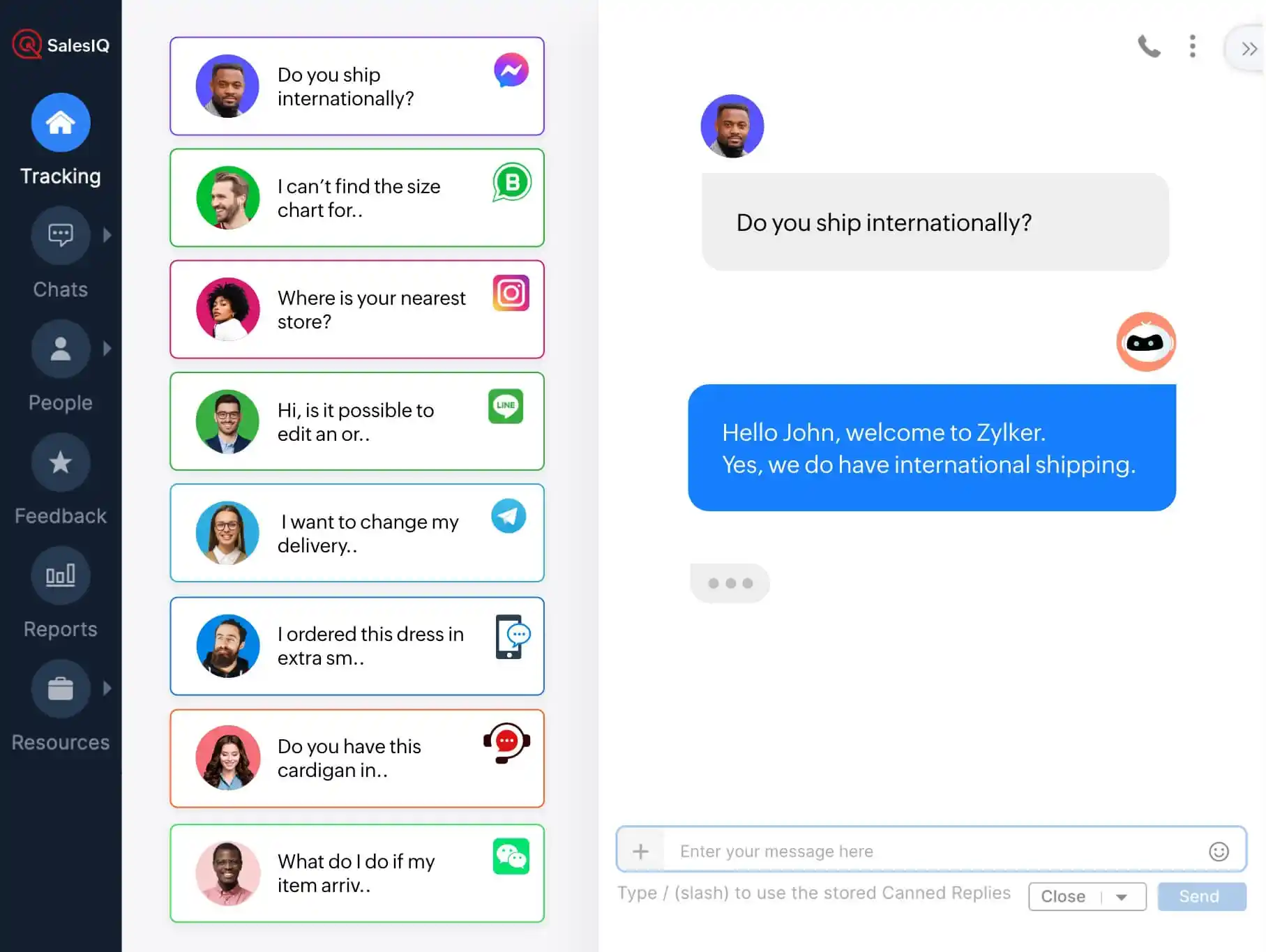 zoho salesiq dashboard showing behavior triggered live chat