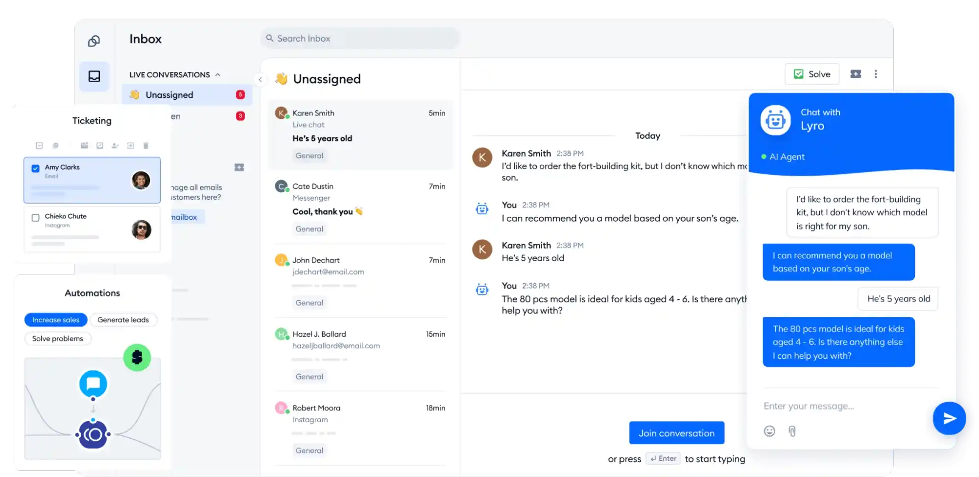 ai sales recommendation inside unified inbox