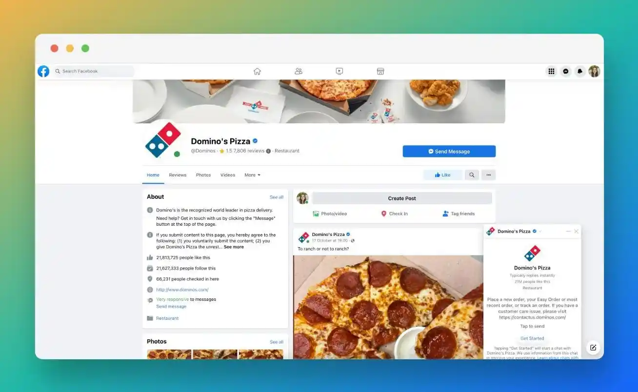 conversational commerce dominos messenger ordering example