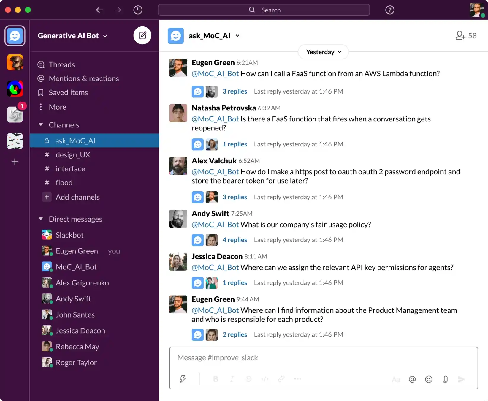 internal slackbot automates reminders and workflows