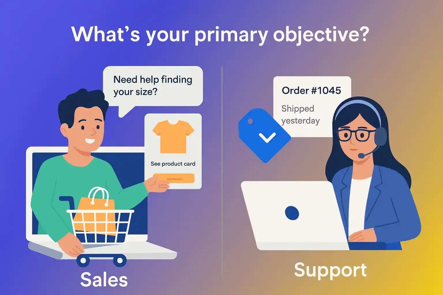 sales vs support primary objective illustration