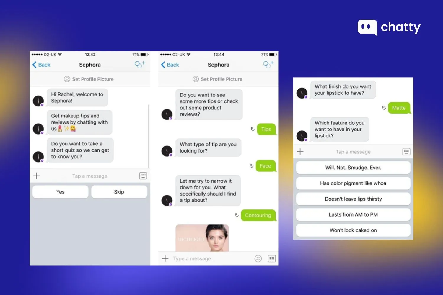 Sephora uses chatbots on messenger and KIK