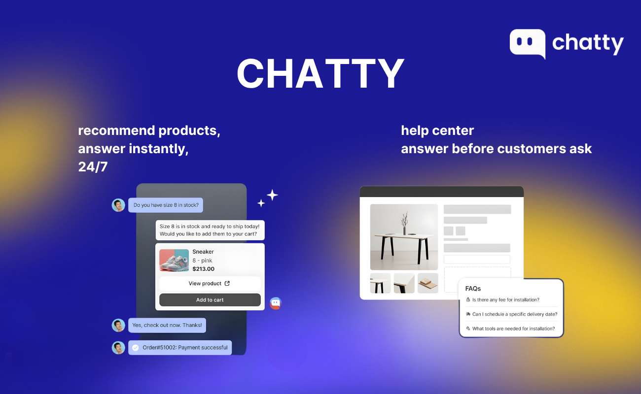 chatty ai first chatbot for shopify