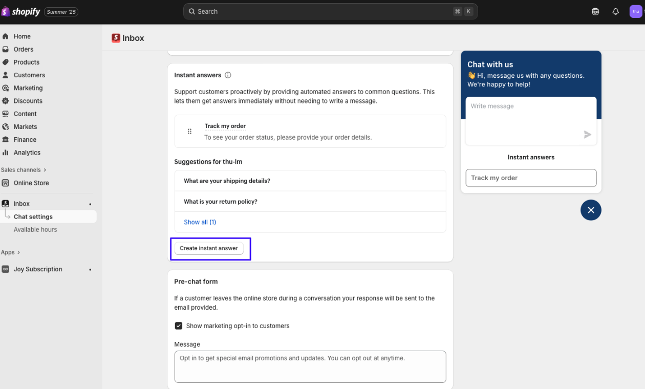 Create instant answer