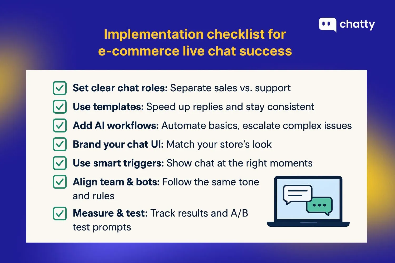 implementation checklist for e commerce live chat success