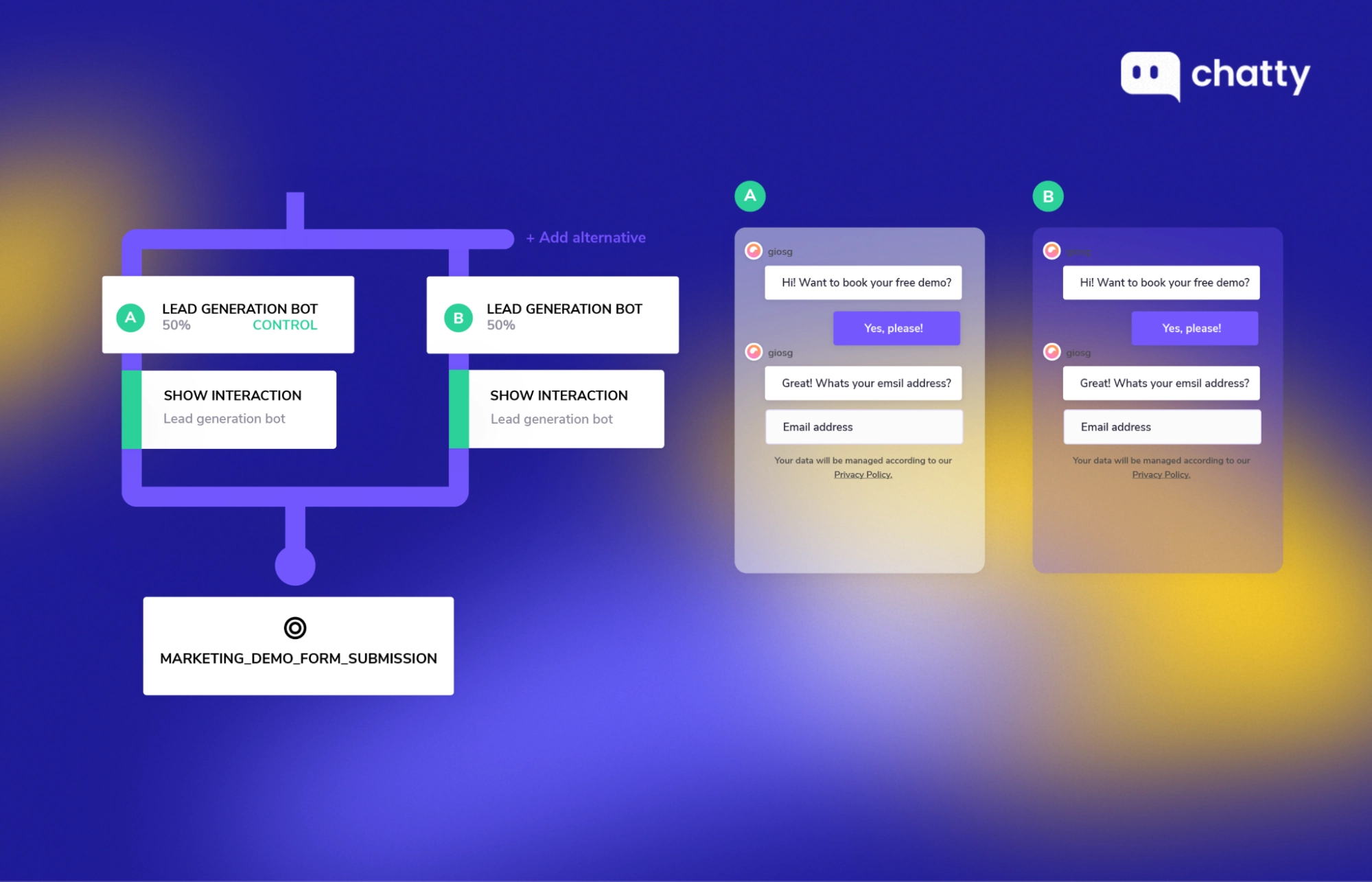 A/B testing lead generation chatbot experiments