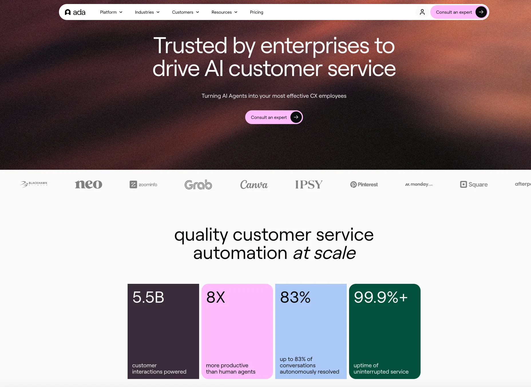 Ada customer experience automation platform