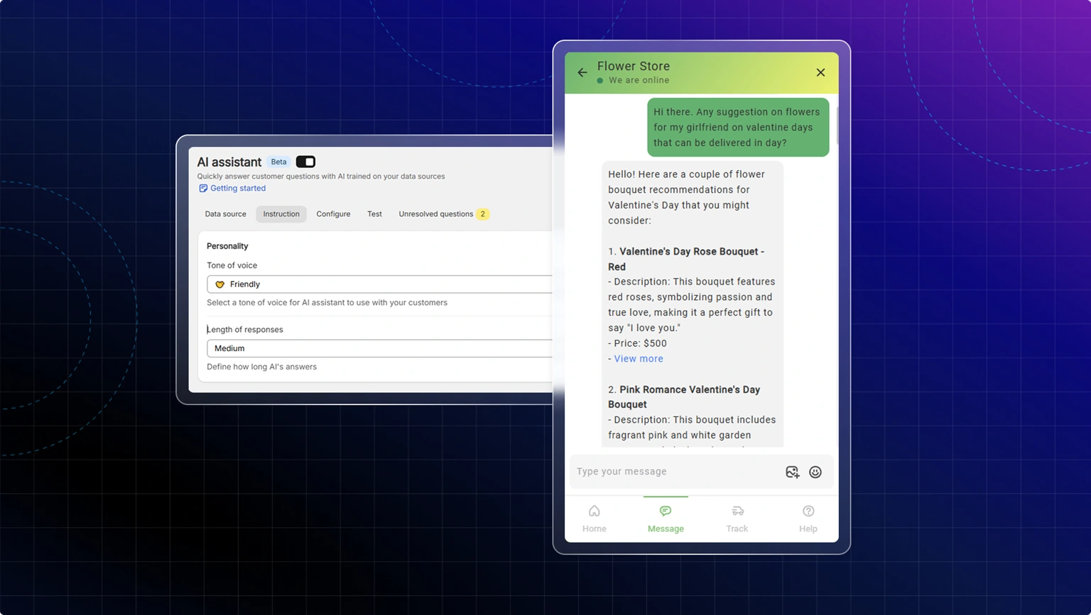 AI sales assistant live chat demo