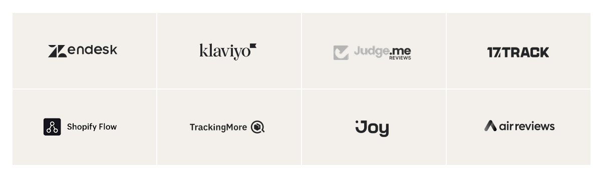 Chatty integrations — Zendesk, Klaviyo, Judge.me, 17track, Shopify Flow, TrackingMore, Joy, AliReviews