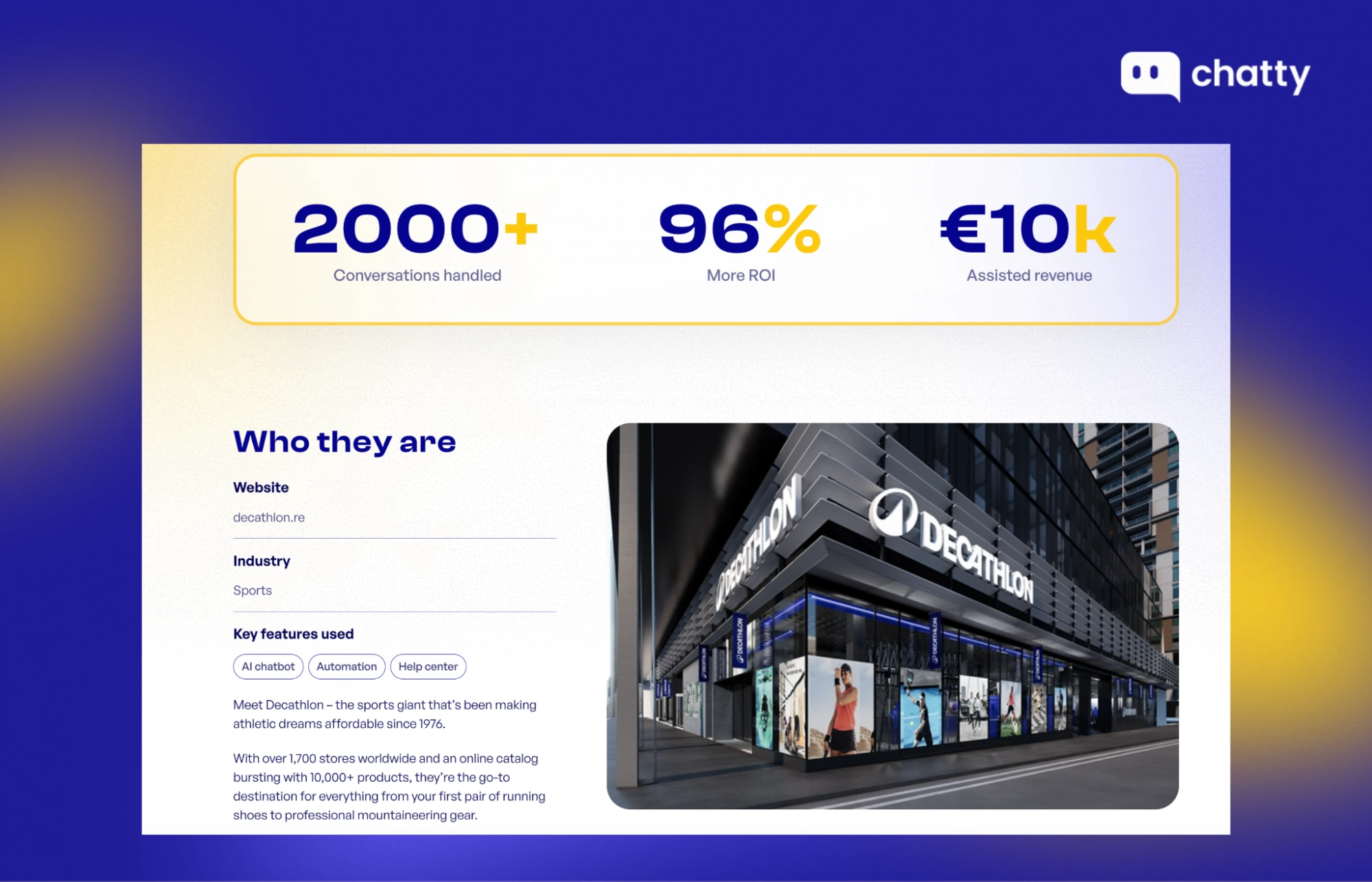 decathlon case study 2000 plus chats 96 percent roi