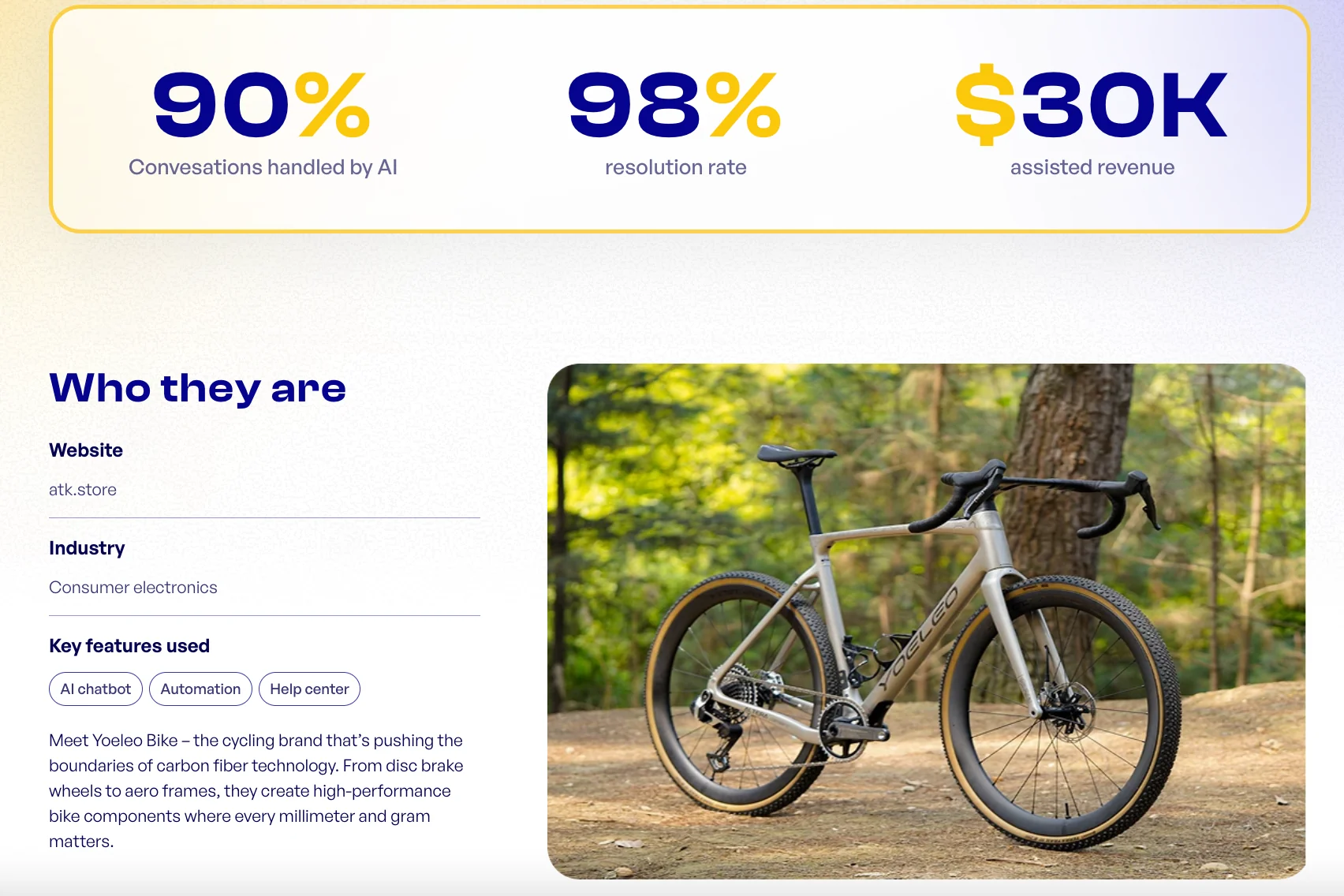 Yoeleo Bike ecommerce chatbot case study results