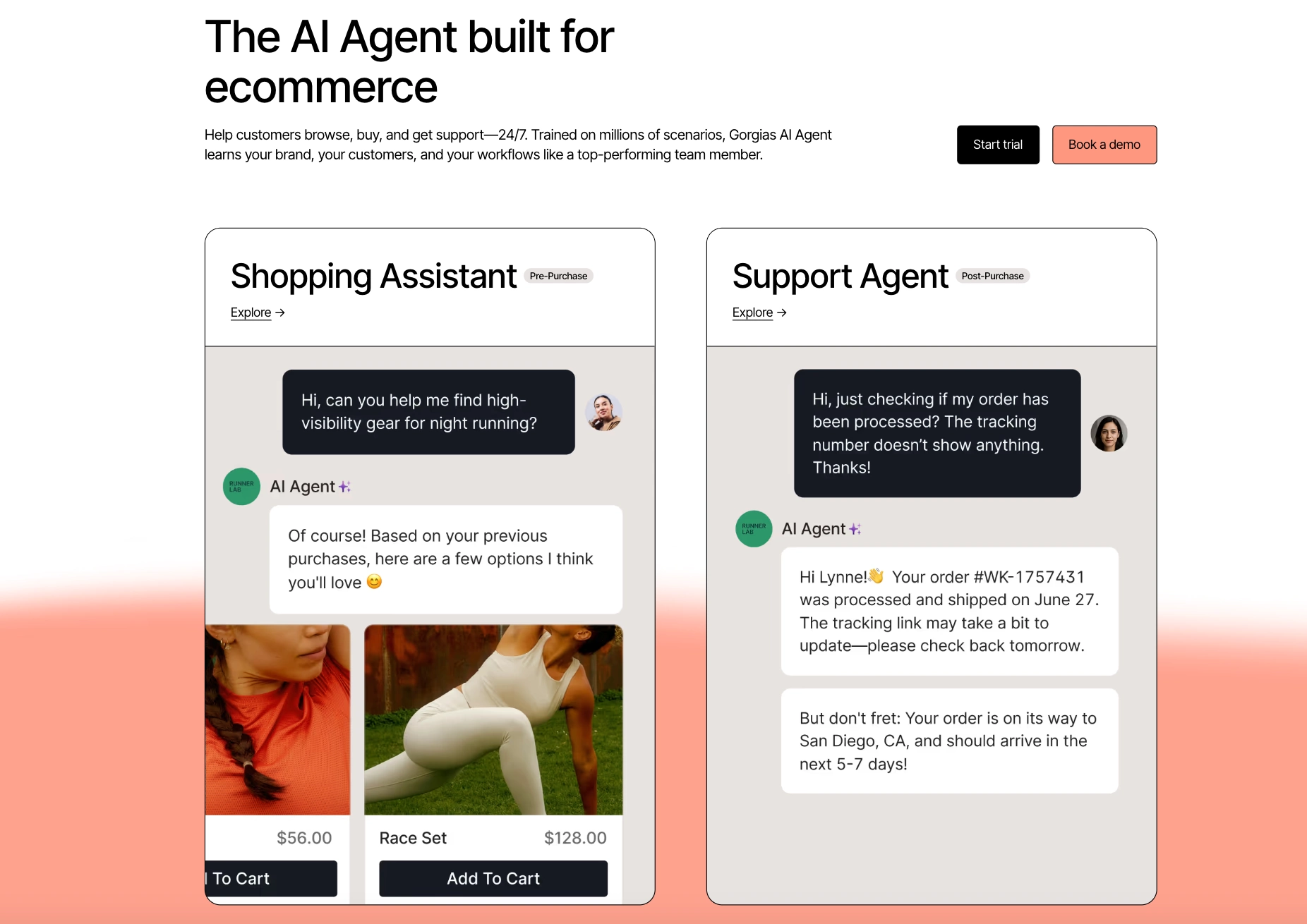 gorgias ai shopping and support agent demo