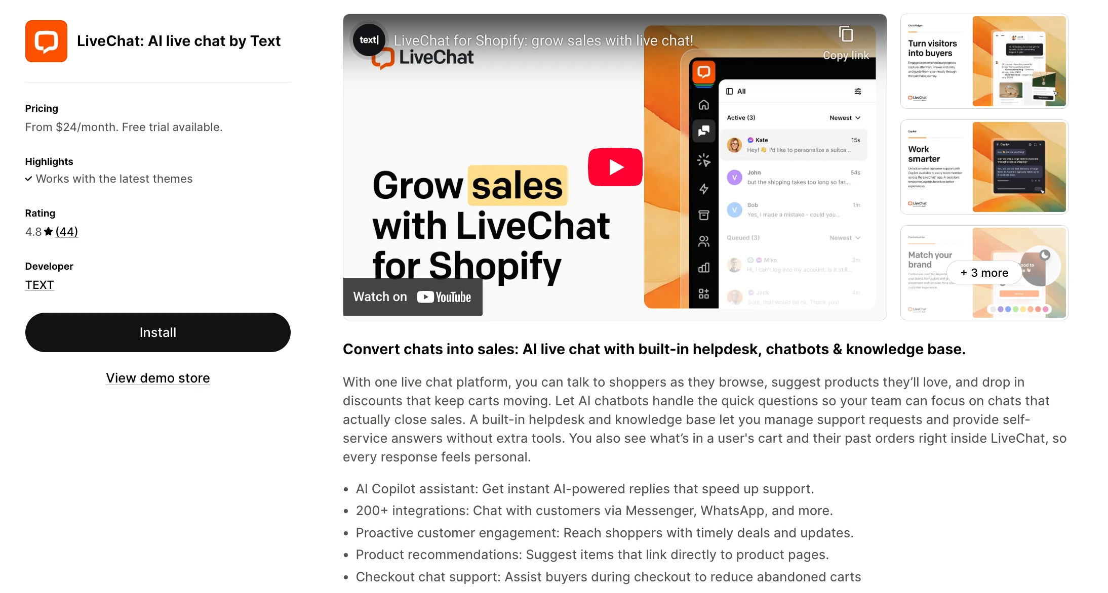 livechat shopify chatbot