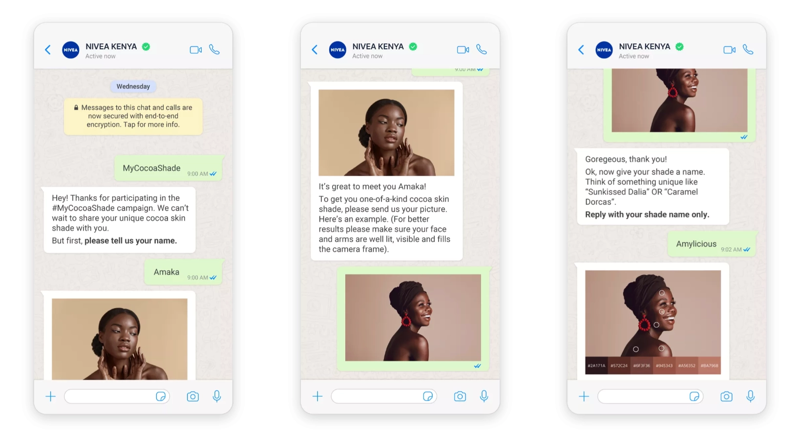nivea whatsapp bot personalized skin shade
