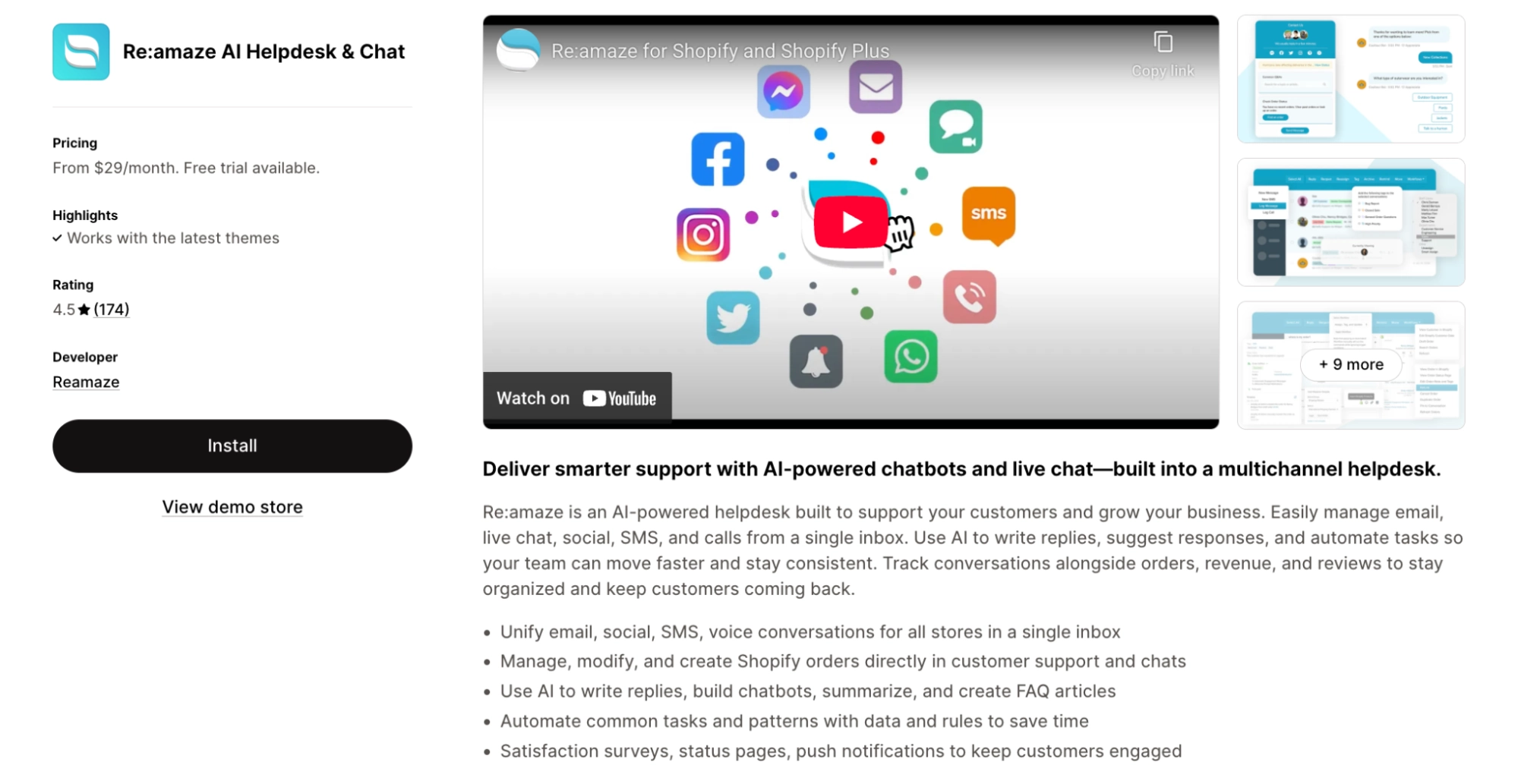 reamaze ai helpdesk shopify