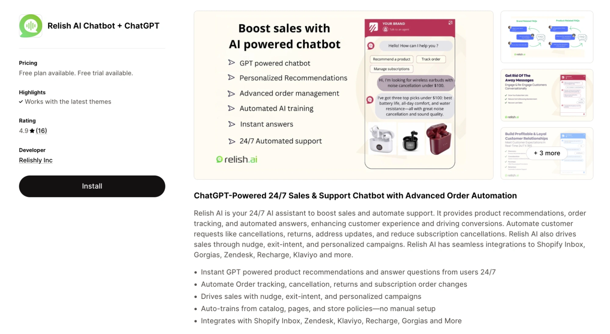 relish ai chatbot chatgpt shopify